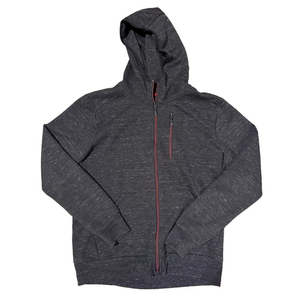 Gerry Mens Full Zip Hoodie L Dark Gray Red Trim